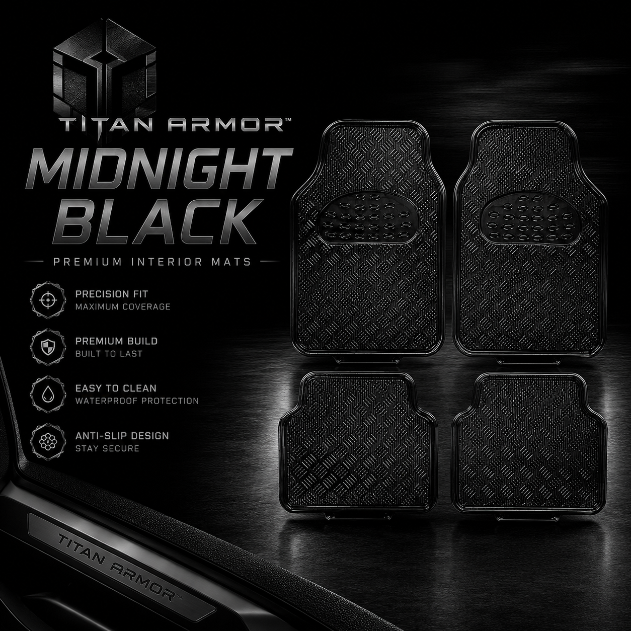 MIDNIGHT BLACK: Titan Armor Premium Interior Mat
